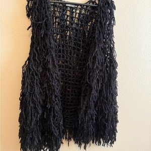 Kate & Mallory Black Fringe Sweater Vest